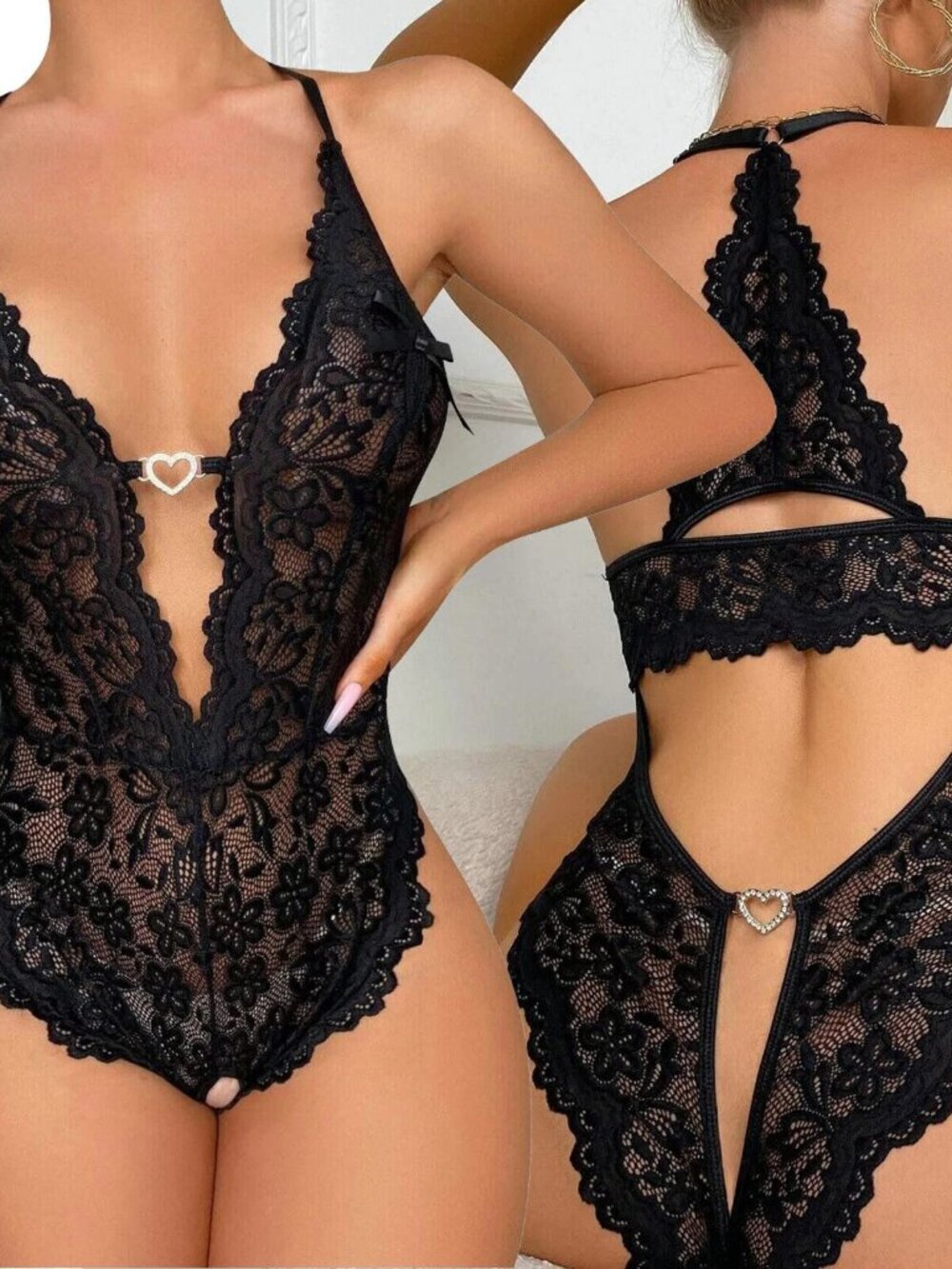 Sexy Nightwear Sleepwear Lingerie Babydoll Lace Underwear Strap Tops Bodysuit - Picture 3 of 6
